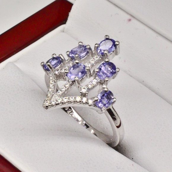 New Genuine Tanzanite Ring Set in 14ktwg & 925 Silver Sz 7 - Picture 4 of 4